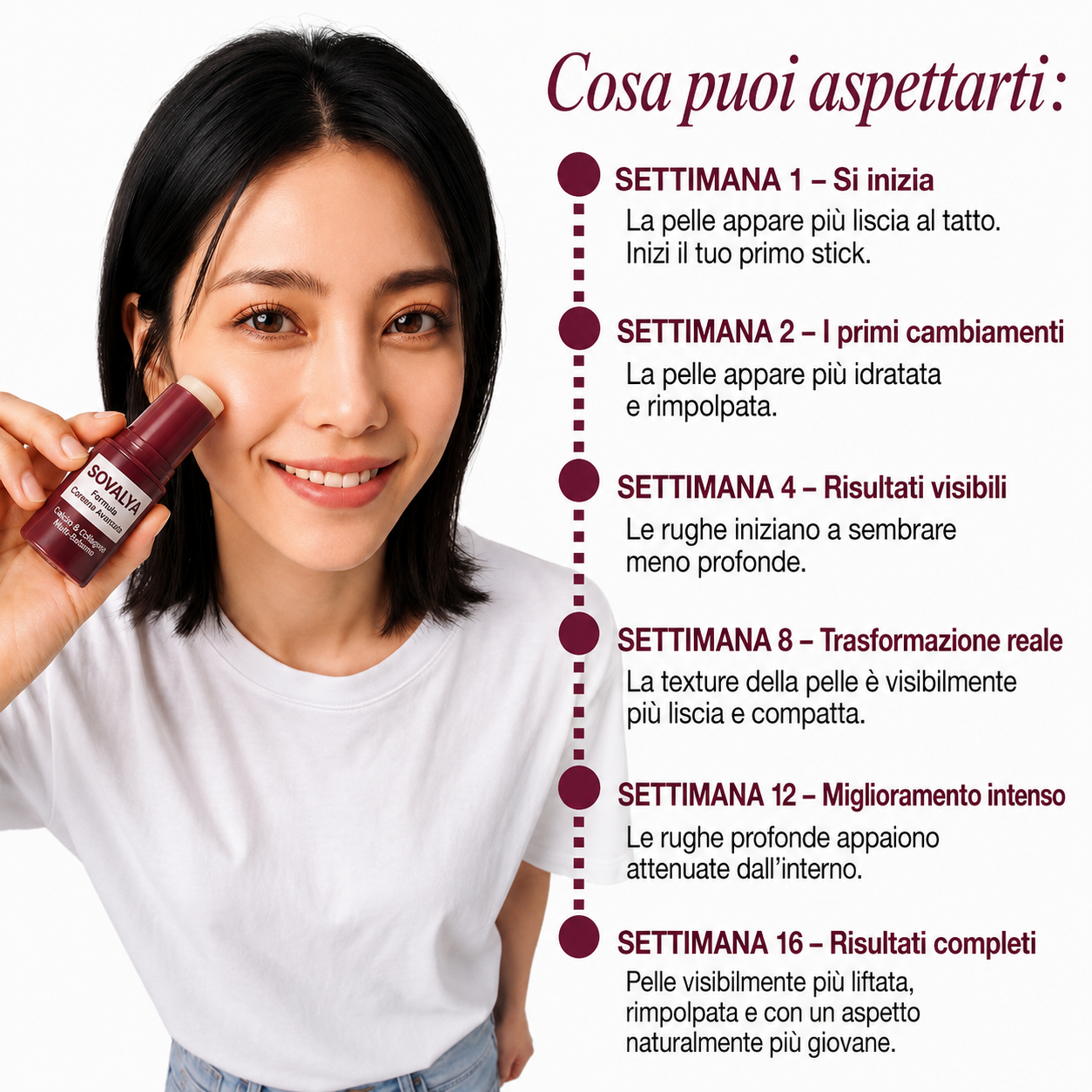 Sovalya – Stick anti-età con calcio e collagene